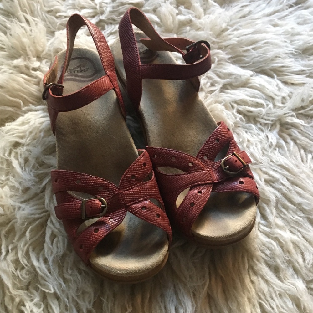 Dansko red leather strappy sandal